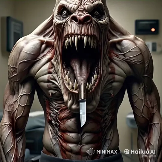Intense Creature Encounter in Dimly Lit Medical Lab – AI Generated Video | Hailuo AI