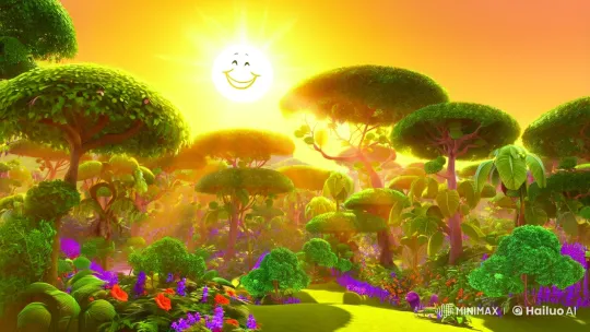 Vibrant Pixar-Style Jungle with Golden Sunlight – AI Generated Video | Hailuo AI