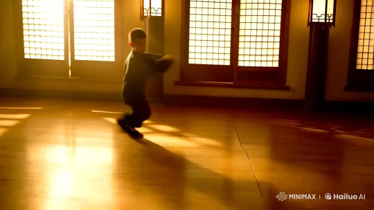Dynamic Kung Fu Fight in a Dimly Lit Dojo – AI Generated Video | Hailuo AI