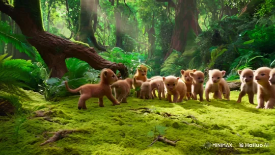 Joyful Baby Animals in a Lush Forest Setting – AI Generated Video | Hailuo AI