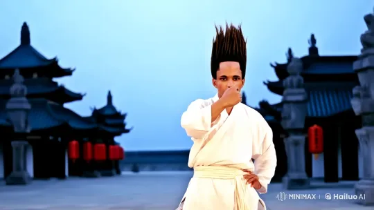 Young Martial Artist in Ancient Temple Courtyard – AI Generated Video | Hailuo AI