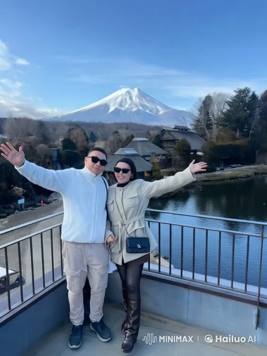 Joyful Play with Scenic Mt. Fuji Background – AI Generated Video | Hailuo AI