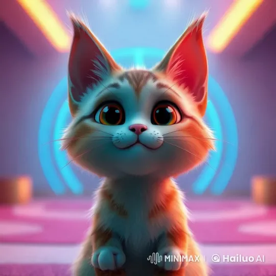 Cute Cat Engages Playfully in Futuristic Room – AI Generated Video | Hailuo AI