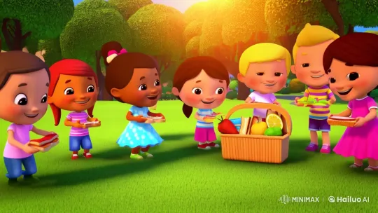 Cartoon Kids Pack Picnic Basket with Joy – AI Generated Video | Hailuo AI