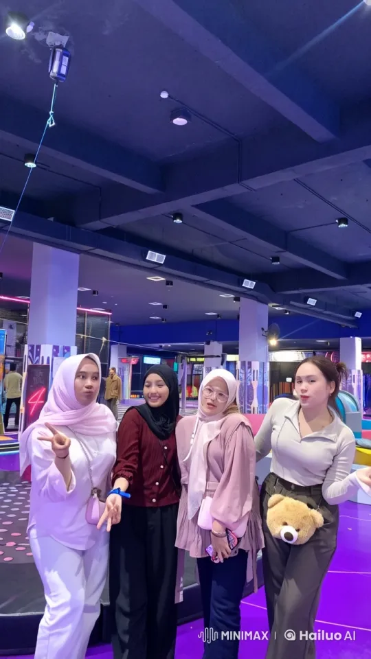 Friends Perform Martial Arts in Neon Arcade – AI Generated Video | Hailuo AI