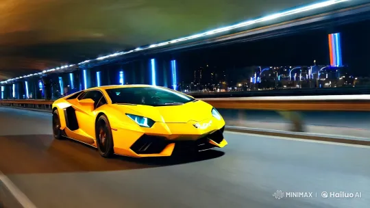8K Cinematic Drive: Lamborghini Aventador in Neon Tunnel – AI Generated Video | Hailuo AI