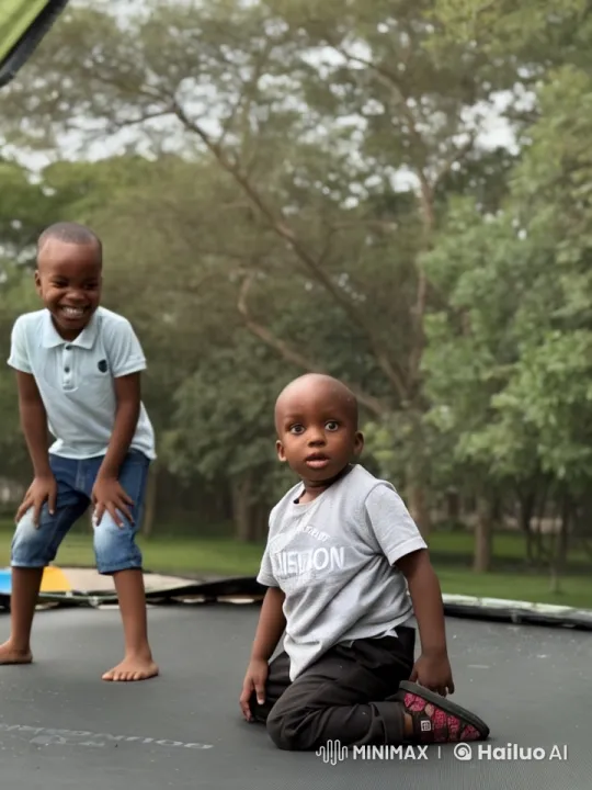 Boys Practicing Kungfu on Trampoline in Nature – AI Generated Video | Hailuo AI