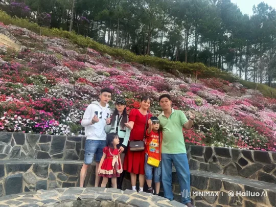Family Enjoys Playful Kungfu in Flowered Hillside – AI Generated Video | Hailuo AI
