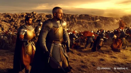 Crusades Epic: Saladin vs. Baldwin IV Under Golden Sunset – AI Generated Video | Hailuo AI