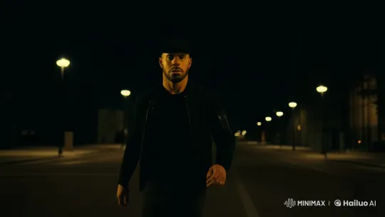 Stylishly Tense: Man on a Mission in the Night – AI Generated Video | Hailuo AI