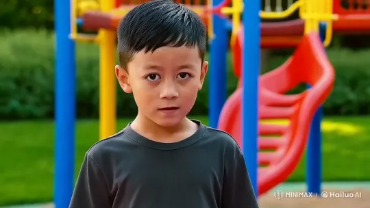 Boy Demonstrates Kung Fu Skills on Vibrant Playground – AI Generated Video | Hailuo AI