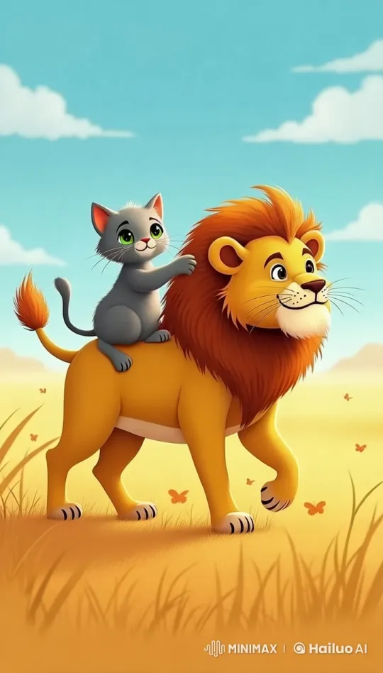 Lion and Kitten Adventure in Live2D Animation – AI Generated Video | Hailuo AI