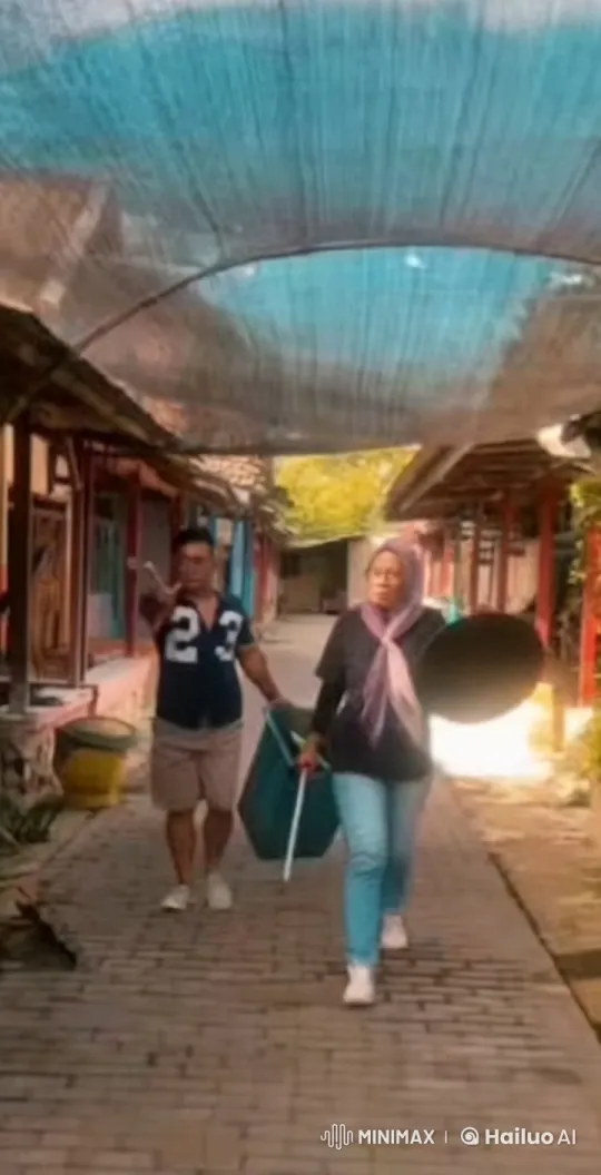 Couple Playfully Navigates Pathway with Swings and Rolls – AI Generated Video | Hailuo AI