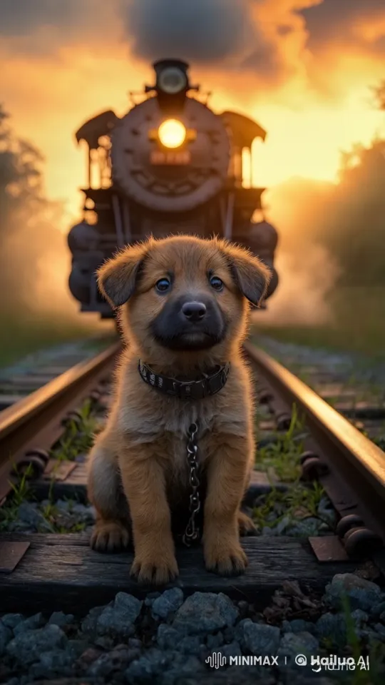 Puppy Tied to Tracks Saved by Stopping Train – AI Generated Video | Hailuo AI