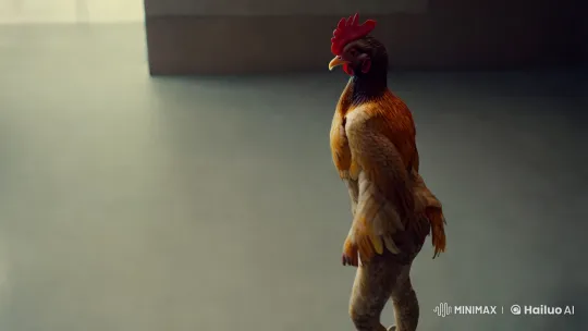Human-Chicken Figure in Surreal, Minimalist Setting – AI Generated Video | Hailuo AI