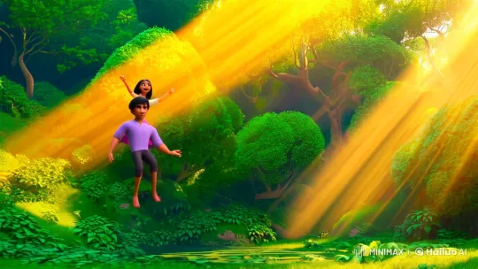 Golden Rays and Urgent Hope in Lush Forest Drama – AI Generated Video | Hailuo AI