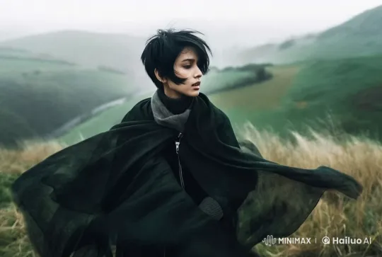 Contemplative Figure in Misty Hillside Landscape – AI Generated Video | Hailuo AI