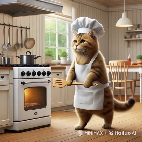 Chef Cat Performs Impressive Backflip in Animated Kitchen – AI Generated Video | Hailuo AI