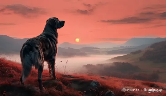 Majestic Dog on Hilltop Amidst Serene Sunset – AI Generated Video | Hailuo AI