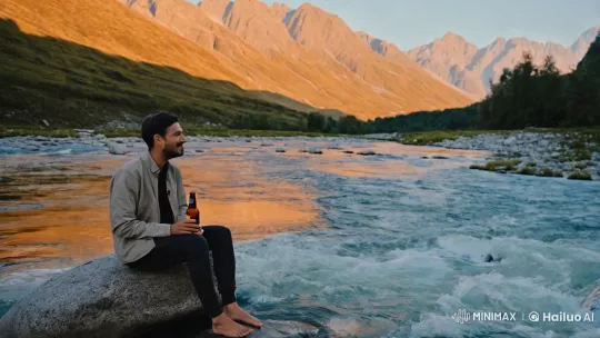 Traveller Enjoying Solitude in Mountain Serenity – AI Generated Video | Hailuo AI