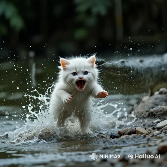 Panicked Kitten Escapes Crocodile in Realistic Animation – AI Generated Video | Hailuo AI
