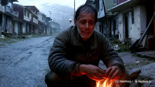 Construction Worker Reflects Resilience Amidst Santiago's Winter Desolation – AI Generated Video | Hailuo AI