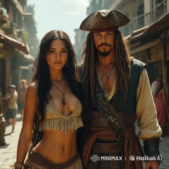 Pirates Walk and Chat in Animated Street Scene – AI Generated Video | Hailuo AI
