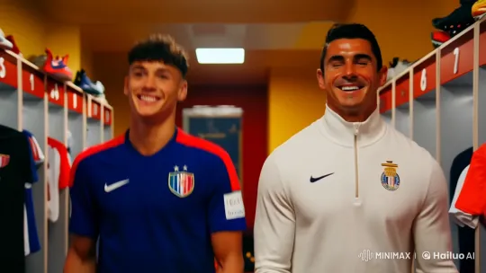 High Aesthetic Video: Mbappé & Ronaldo's Locker Room Dance – AI Generated Video | Hailuo AI