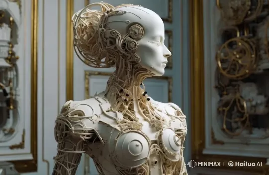 Intricate Robot in Luxurious Room Extends Hand – AI Generated Video | Hailuo AI