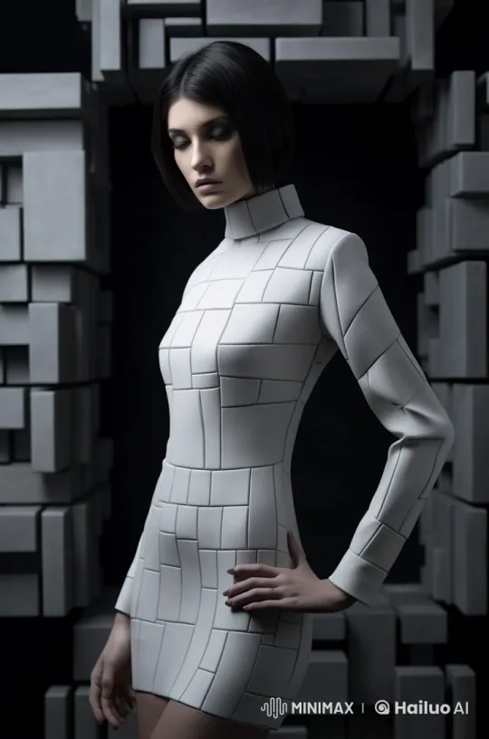 Futuristic Fashion Model Showcases Dress in Live2D Animation – AI Generated Video | Hailuo AI