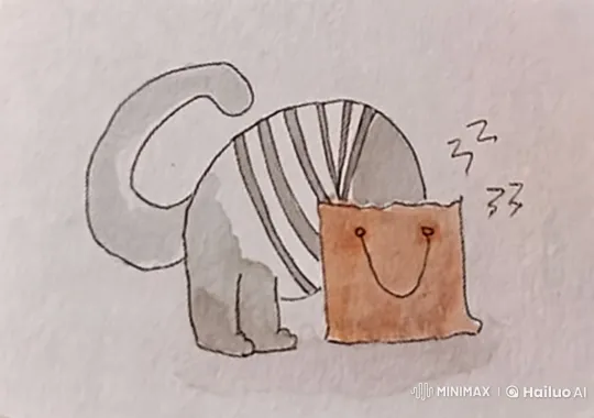 Curious Cat in Striped T-Shirt Peeks from Paper Bag – AI Generated Video | Hailuo AI