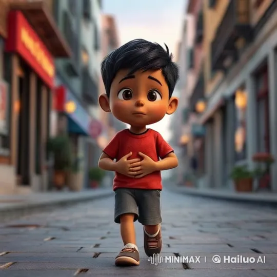 Young Boy Walks Home Hungry Through Cozy Evening Street – AI Generated Video | Hailuo AI