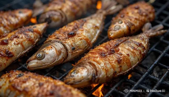 Grilled Fish Cooking Process with Sizzling Marinade – AI Generated Video | Hailuo AI