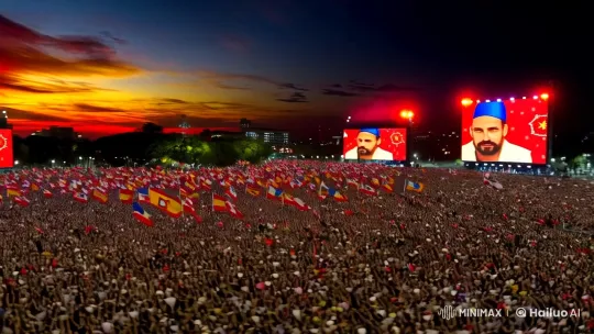 Nighttime Concert Spectacle at Plaza Italia – AI Generated Video | Hailuo AI