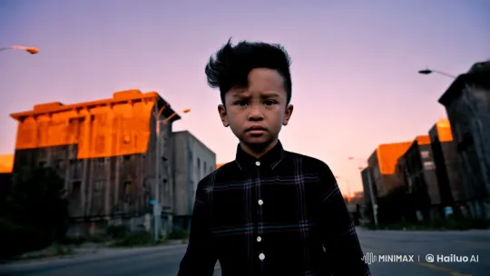 Urban Setting, Young Boy Conjures Lightning at Dusk – AI Generated Video | Hailuo AI