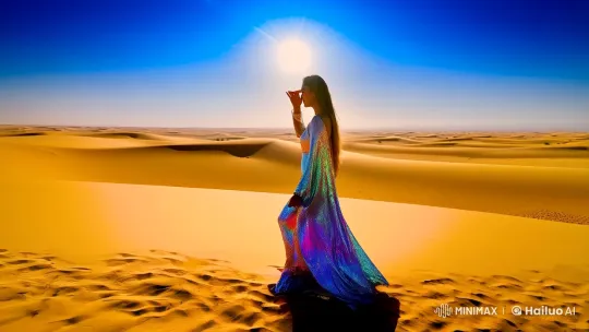 Lone Figure Contemplates Vast Desert in Cinematic Sequence – AI Generated Video | Hailuo AI