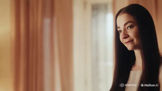 Woman's Serene, Intimate Moment in a Warmly Lit Living Room – AI Generated Video | Hailuo AI