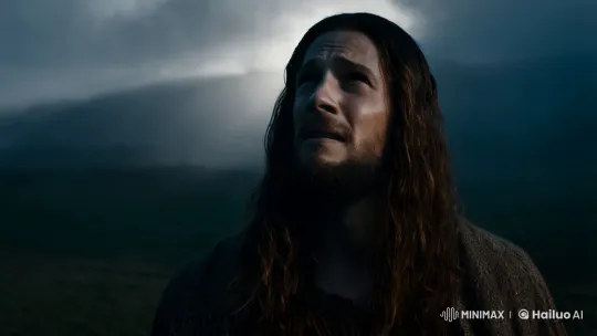 Jesus in Sorrow Amidst Battle, Illuminated by Light – AI Generated Video | Hailuo AI