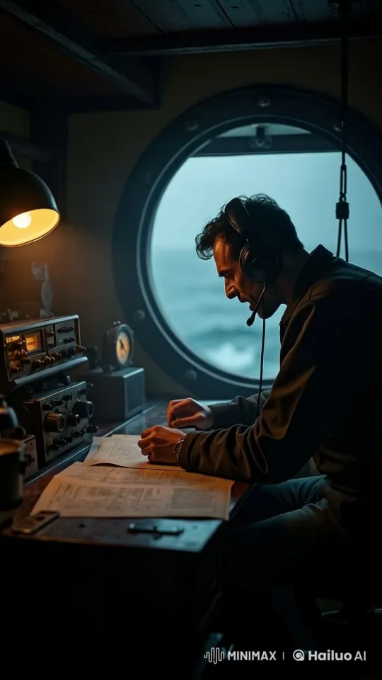 Distressed Man Sending Morse Code in Dim Cabin – AI Generated Video | Hailuo AI