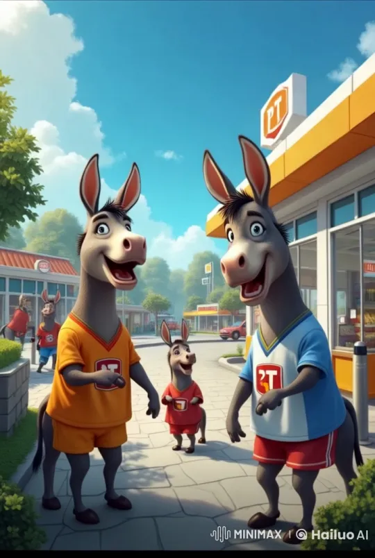 Anthropomorphic Donkeys Enjoy Shopping Cart at Bright Convenience Store – AI Generated Video | Hailuo AI