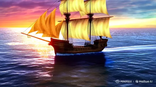 Makoto Shinkai-Style Pirate Ship Seascape Timelapse – AI Generated Video | Hailuo AI