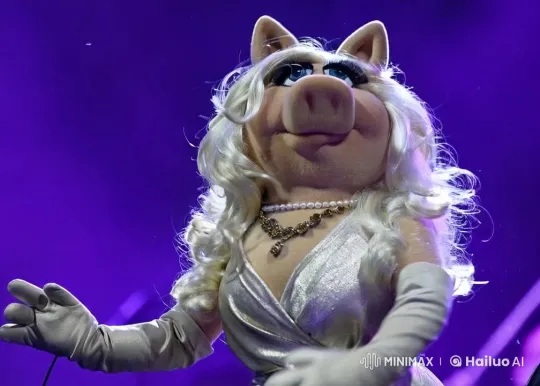 Miss Piggy Glides Gracefully in Space – AI Generated Video | Hailuo AI