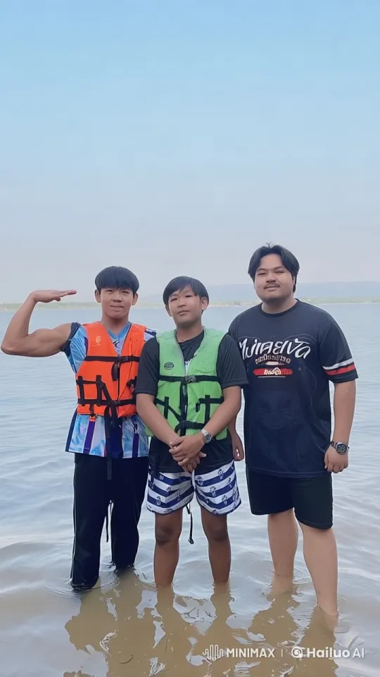Three Boys Practicing Kungfu in Shallow Water – AI Generated Video | Hailuo AI