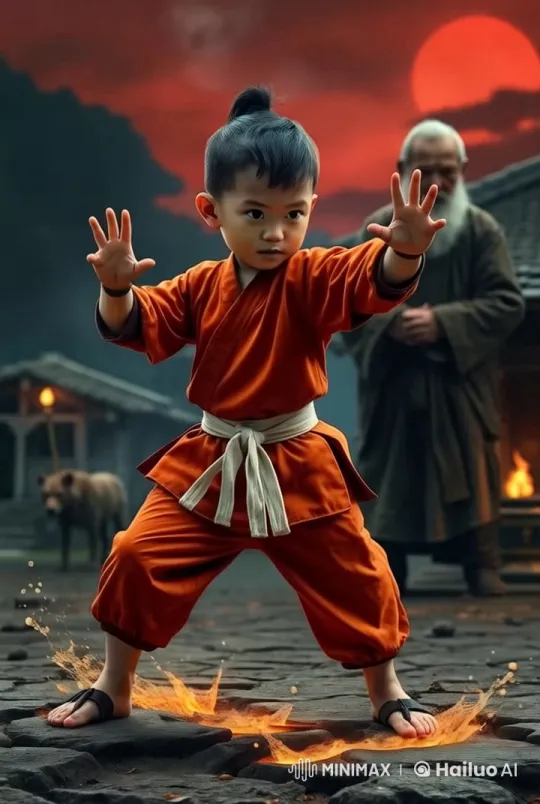 Shaolin Drunken God Moves in Twilight Village Setting – AI Generated Video | Hailuo AI
