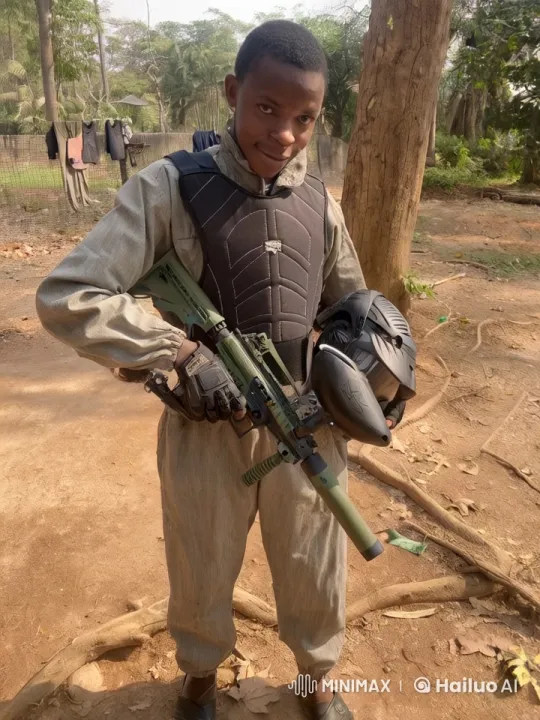 Tactical Gear-clad Person Prepares for Paintball Battle – AI Generated Video | Hailuo AI