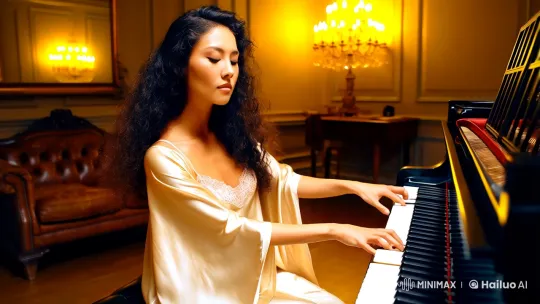 Vintage Elegance: A Pianist's Artful Performance – AI Generated Video | Hailuo AI