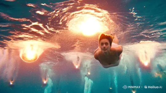 Underwater Explosions Meet Graceful Diver's Dance – AI Generated Video | Hailuo AI