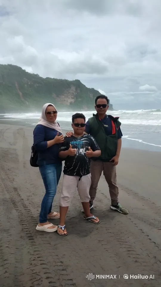 Family Performs Kung Fu on Sandy Beach with Cliffs – AI Generated Video | Hailuo AI