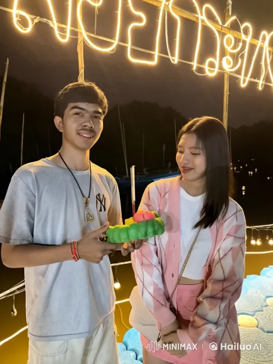 Young Couple Demonstrates Martial Arts in Neon Night Setting – AI Generated Video | Hailuo AI