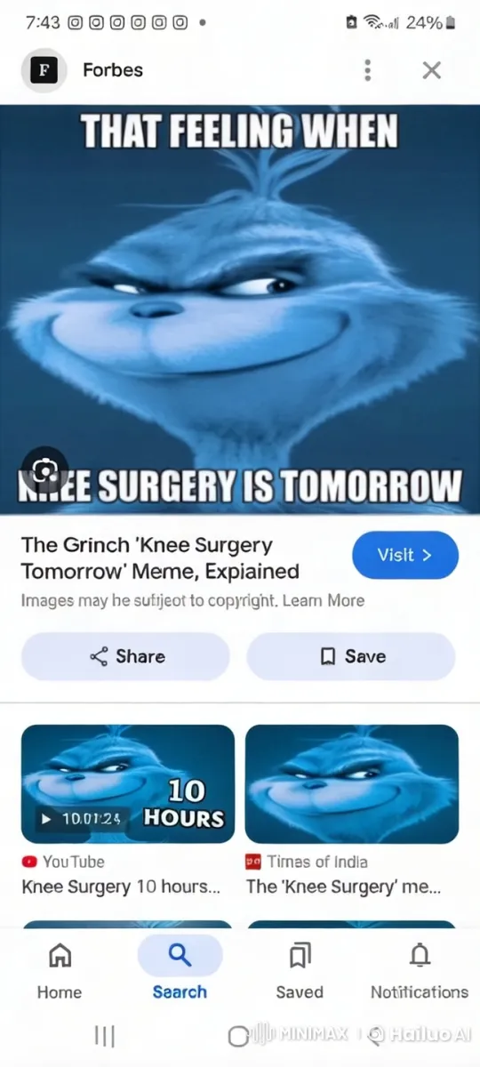 Grinch Anticipates Knee Surgery with Mischief – AI Generated Video | Hailuo AI